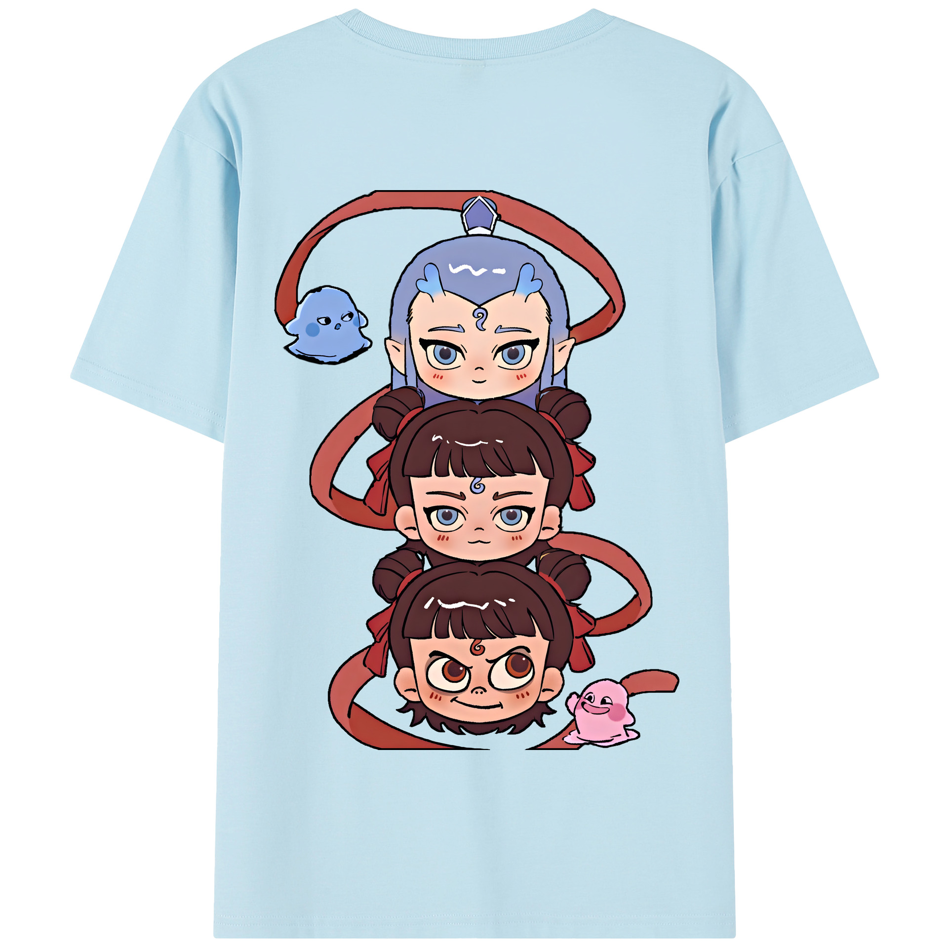 （画像用） Ne Zha 2 ナタ 魔童の大暴れ 綿100％半袖Tシャツ（背面プリント）